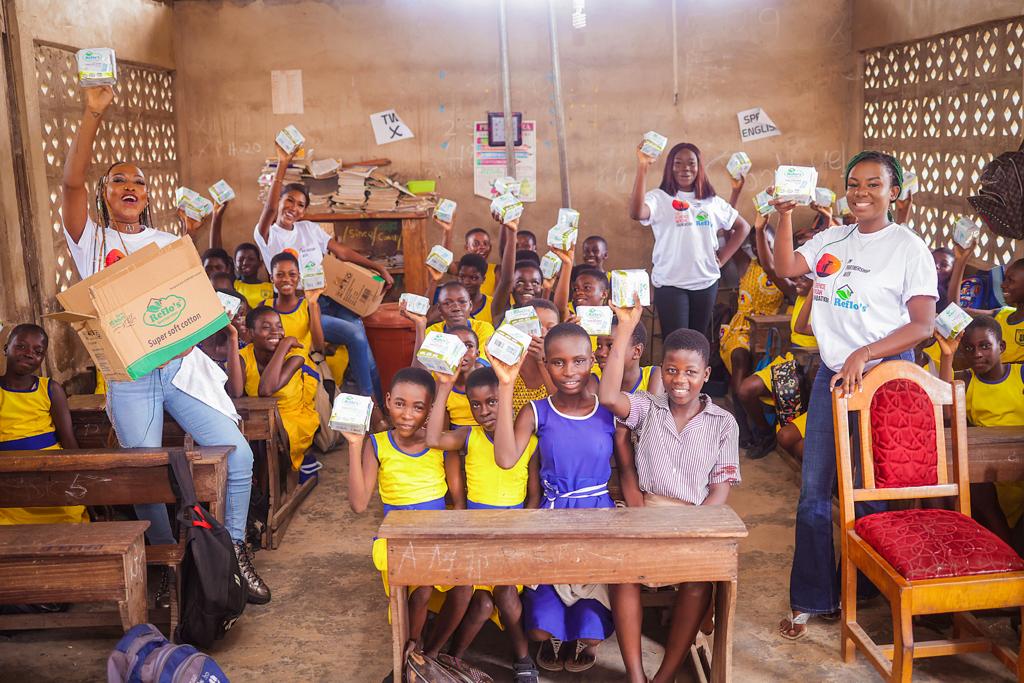 The Florence Mensah Foundation And Reflo Company Ltd Empower Asubio Girls With Sanitary Pads Donation